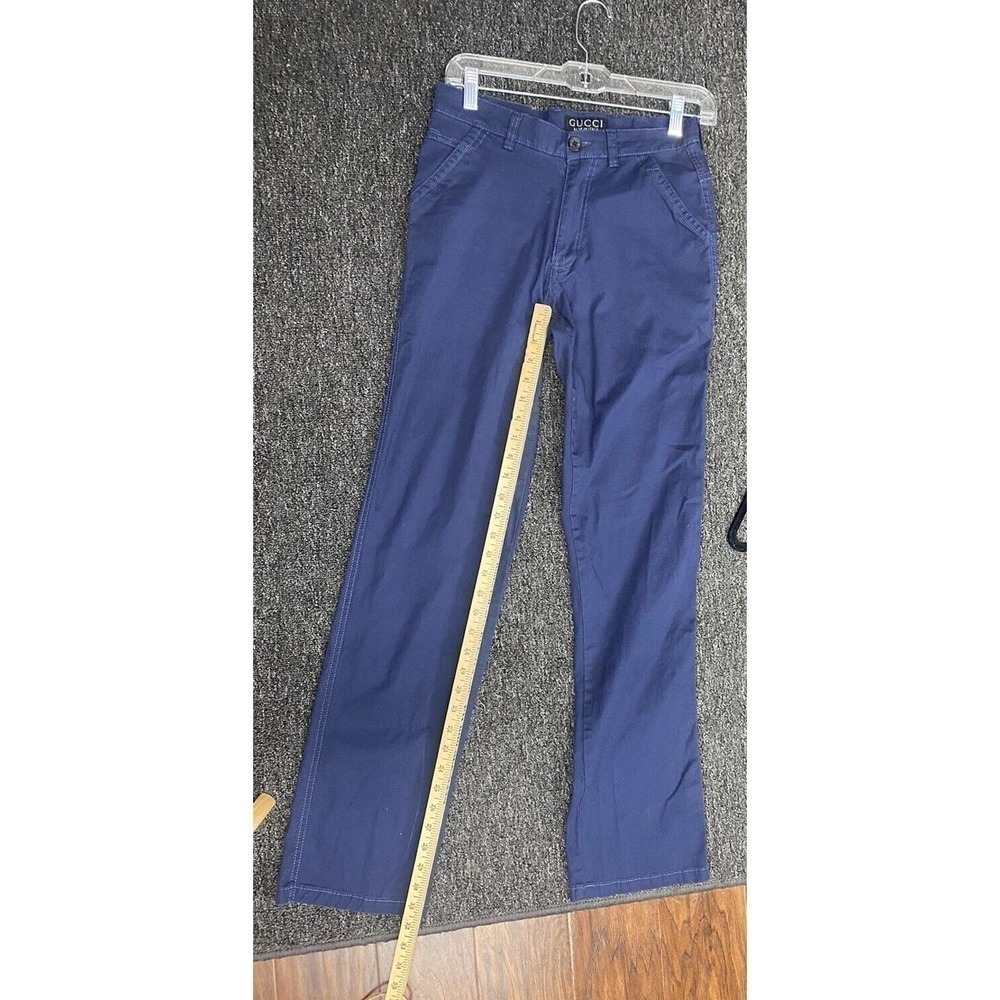 Gucci vintage Boot Cut Navy pants Silver Gucci Label‎ On Back SZ 28 - Picture 5 of 8